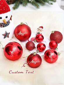 1-100个定制个性化亮面哑光圣诞球装饰品，可定制姓名的红色圣诞装饰品，雪花名字装饰品，定制圣诞礼物，姓氏圣诞装饰品。个性化“圣诞快乐”标牌，搭配节日装饰品，非常适合圣诞树装饰和独特的秘密圣诞老人礼物，圣诞装饰品，圣诞礼品用品。 - 彩色 - 查看 3