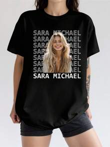 Áo thun/Áo sơ mi in ảnh theo yêu cầu, Áo thun/Áo sơ mi in hình bạn gái theo yêu cầu, Yêu bạn gái, Áo thun in ảnh phong cách retro theo yêu cầu, Áo thun nhạc rap nhái theo yêu cầu dành cho bạn trai, Áo thun nhạc rap nhái theo yêu cầu, Áo thun vợ chồng, Trở lại trường học, Lễ hội Oktoberfest, Ngày Quốc khánh Ả Rập Xê Út, Halloween, Mùa hè, Trang phục ngày Quốc khánh 4 tháng 7 dành cho nữ, Trang phục mùa hè, Áo kiểu nữ màu đen xinh xắn, Dành cho gia đình - màu đen - Xem 3