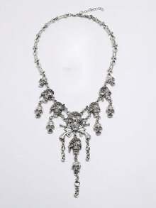 1 pieza Collar de joyería con borlas con calavera de pirata vintage de estilo punk hip-hop popular de Europa y América para Halloween