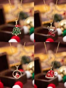 1pc Fashionable, Versatile & Elegant Christmas Element Design Necklace Jewelry, Suitable For Holiday Parties, Banquets, Can Be A Surprise Christmas Gift For Family, Friends, Mother, Wife, Lover