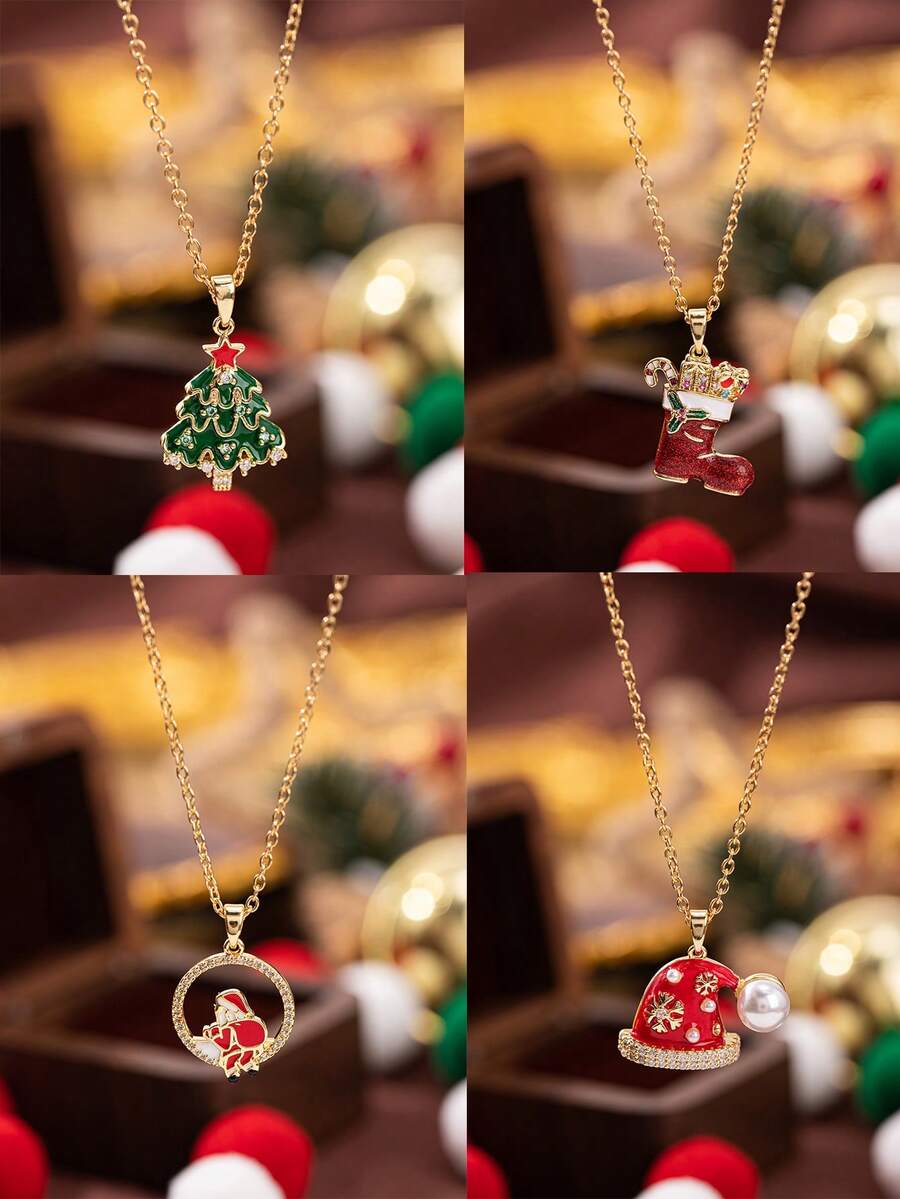 1pc Fashionable, Versatile & Elegant Christmas Element Design Necklace Jewelry, Suitable For Holiday Parties, Banquets, Can Be A Surprise Christmas Gift For Family, Friends, Mother, Wife, Lover