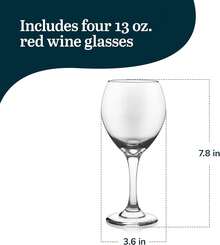 ¡RecomendadoLibbey Juego de 4 copas de vidrio Classic para vino tinto, 386 ml¡Top de Temporada - Claro - Ver 4