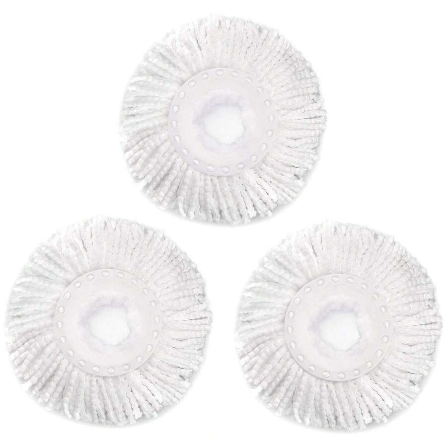 3 Pack Spin Mop Replacement Head For Hurrica, Mopnad, Cassabel And Other 360 Spin Mop Systems, Microfiber Spin Mop Refills (White) - trắng - Xem 1