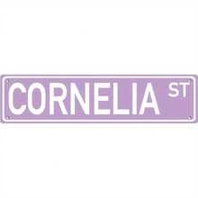 Vintage Violet Cornelia Street Sign - Heavy-Duty Iron Metal Wall Decor With White Lettering & Purple Background, 16x4 (40.64x10.16cm) Street Nameplate Home, Bar, Cafe, Garage - Pre-Drilled Holes, Easy Mounting, Durable Indoor/Outdoor - 混合色 - 查看 2