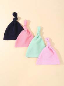 3/4/5件套婴儿新生儿帽子套装，打结针织帽，柔软舒适，适合0-6个月的婴儿男女宝宝。 - 彩色 - 查看 21