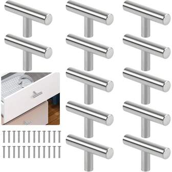 10pcs Cabinet Knobs Brushed Nickel Cabinet Handles, Stainless Steel Single Hole Kitchen Cabinet Knobs Silver Cabinet Pulls For Kitchen Cabinets And Dressers,2 Inch Overall Length Drawer Knob