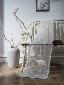 1 件法式白色蕾丝刺绣桌旗，浪漫简约风格矩形桌旗，适用于婚礼、日常、节日、派对、生日、家居、厨房、户外、婚礼装饰，高端蕾丝桌旗 - 白色 - 查看 1