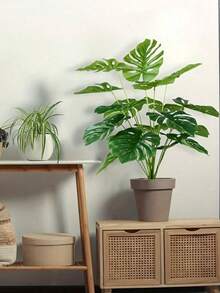 75/60厘米人造龟背竹树，塑料棕榈叶，人造龟背叶，用于绿植装饰；18/12叶热带香蕉树，仿真植物，适用于家居、花园、厨房装饰、办公室、婚礼、派对装饰、情人节礼物（不含花盆） - 綠色 - 查看 5