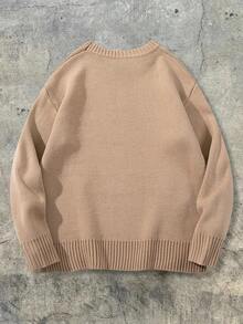 Áo len nam Andreilee dáng rộng, chất liệu nhẹ, cổ tròn, in họa tiết, thích hợp cho mùa xuân, thu và đông. - màu nâu - Xem 5