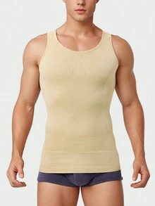 Men's Compression Shirt Slimming Body Shaper Vest Gym Workout Tank Top Sleeveless Abdomen Shapewear Gynecomastia Compression Shirts, Tummy Control Undershirts - Change In Seconds - Apricot - View 6