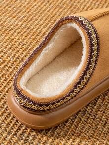 Dép bông mềm mại, thời trang và thoải mái cho nam mùa thu/đông, dép đi trong nhà đế dày chống trượt, giày ấm áp cho nam và nữ - Màu Khaki - Xem 3