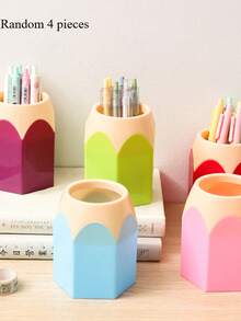 5 Pencil-Shaped Pen Holders, A Cute Pencil Storage And Organization Rack For Desktops, Colorful Pencil Holders, Creative Cartoon Stationery Racks, And Desktop Decorations For School Classrooms And Home Offices Office Desk Accessories Desk Accessories Office Supplies Office Accessories - Purple - View 6