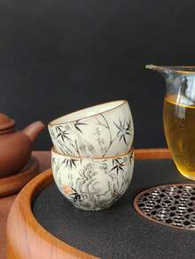 1/2/4/6pcs Ceramic Tea Cups, Vintage Household Guest Tea Cups, Kung Fu Tea Cups, Black Tea Cups, Water Cups, Espresso Cups, Gift Cups, Suitable For Daily Use, Gatherings, Parties - Multicolor - View 9