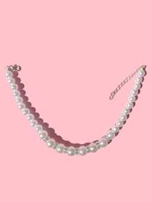 Collar con perlas para mascotas, elegante collar de perlas y strass para gatos y perros - Plateado - Ver 7