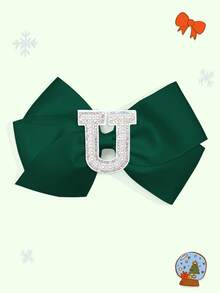 1pc 5-Inch 26pcs A-Z Pearl Letter Personalized Hair Clip For Girls, Ponytail Holder, Suitable For Holiday Party, School Graduation, First Day Of School, Classroom - Dark Green - View 23