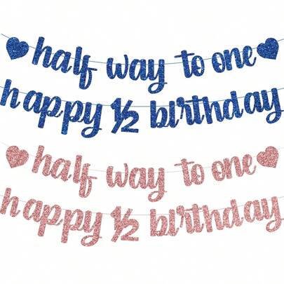 1 Set "Happy 1/2 Birthday" Banner, Suitable For Birthday Party Decoration, Perfect Choice For Baby's 1/2 Birthday Party