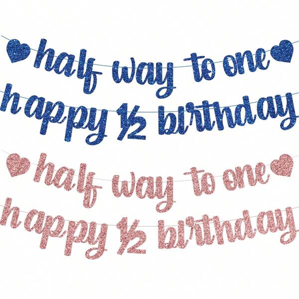 1 Set "Happy 1/2 Birthday" Banner, Suitable For Birthday Party Decoration, Perfect Choice For Baby's 1/2 Birthday Party