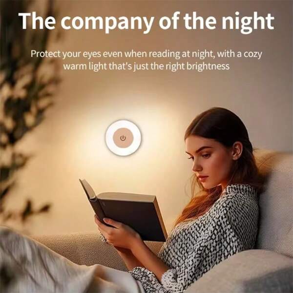 Mini LED Touch Sensor Night Lights USB Rechargeable Kitchen Bedroom Magnetic Base Wall Light Round Portable Dimming Night Lamp