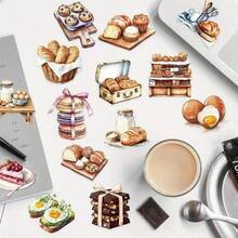 50 Reusable Self-Adhesive 2D Transparent Baking Cartoon Stickers - Colorful Mixed Colors, Irregular Shapes, Suitable For DIY Skateboards, Suitcases, Helmets, Water Bottles, Plastic Surfaces - Kitchen Theme Decorative Stickers