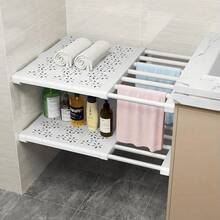 1pc Adjustable Cabinet Shelf, Extendable Sink Organizer Rack, Multifunctional Space-Saving, Suitable For Kitchen, Bathroom, Closet Storage - White - View 2