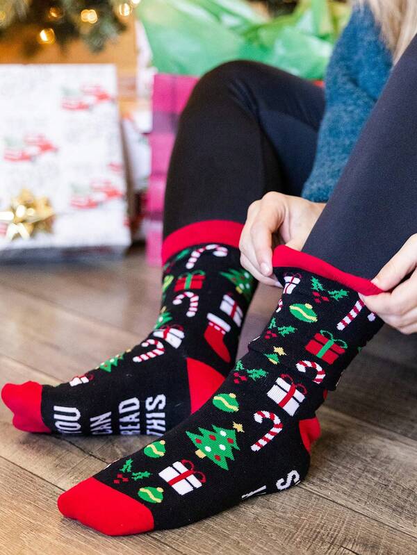 1 par de Meias Engraçadas de Natal, Presentes para Adultos - Enfeites de Meia de Natal para Homens, Mulheres, Adolescentes - Tamanho Único Serve a Maioria
