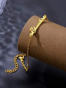 Vòng chân bằng thép không gỉ khắc chữ cái đầu tên tiếng Ả Rập theo yêu cầu, kèm mặt dây chuyền hình bướm và trái tim, trang sức dành cho nữ. - Nhiều màu 3 - Xem 5