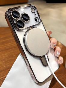 奢华电镀闪粉透明手机壳，适用于 17 Pro Max、17 Pro、17、16 Pro Max、16 Pro、16、16、15 Pro Max、15 Pro Max、15 Pro、15 Pro Max、14 Pro、13 Pro Max、12 Pro Max、11 等机型，时尚摄像头保护电镀透明后盖。 - 透明銀 - 查看 6