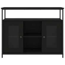 Sideboard Black 100x35x80 Cm Engineered Wood - Black - View 7
