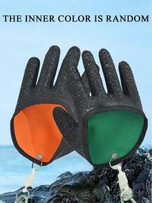 Professional Fishing Gloves,Fishing Gloves - Professional Anti-Slip Catch Fish Gloves,Puncture Proof Ice Fishing Glove For Handling,Catching,Cleaning,Hunting,Fisherman Fishing Accessories(Random Color)