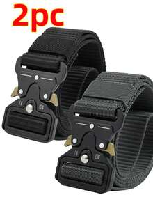 2pcs New Tactical Waist Belt, One-Button Quick Release Casual Utility Belt, Multi-Function Outdoor Hiking Training Nylon Waist Strap With Quick-Open Buckle, Suitable For Casual & Practical Use - 125cm - View 13