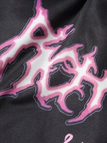 男士字母印花抽绳腰部宽松阔腿运动裤 - 彩色 - 查看 6