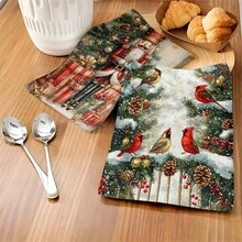 2 pièces/100 pièces Figurines de casse-noisette de Noël et serviettes à motif sapin de Noël, convenant pour salles à manger, cuisines, salles de bain, décoration quotidienne, fête familiale quotidienne, décoration de la maison et articles ménagers aux couleurs vives. Peut être offert en cadeau.