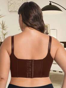 صدرية دانتيل كبيرة الحجم مع سلك داعم - تغطية كاملة ورفع الصدر، تصميم مطرز جذاب للأعلى بدون ظهر، صدرية يومية مضادة للانهيار لتي شيرت