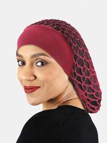 1pc Handmade Crochet Wide Elastic Hair Net For Women, Synthetic Silk Headscarf Cap Wig Cap For Daily Use,Summer,Beach,Hat - Multicolor - View 7