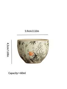 1/2/4/6pcs Ceramic Tea Cups, Vintage Household Guest Tea Cups, Kung Fu Tea Cups, Black Tea Cups, Water Cups, Espresso Cups, Gift Cups, Suitable For Daily Use, Gatherings, Parties - Multicolor - View 3