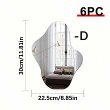 1 miếng dán tường trang trí gương hình bất đối xứng, tự dính, miếng dán gương chất liệu acrylic dày, miếng dán tường 3D, thích hợp cho trang trí tường phòng ngủ/bếp/phòng tắm/phòng khách/văn phòng/nền TV, chống thấm nước và chống ăn mòn, gương treo tường có thể tháo rời trang trí phòng gương treo tường gương cho phòng trang trí nhà trang trí phòng tắm trang trí phòng khách - Bạc - Xem 20