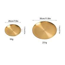 1 pièce Plateau décoratif de style nordique minimaliste, plateau doré haut de gamme, plateau de rangement de luxe en acier inoxydable pour les cosmétiques, les bijoux, les parfums et les bougies