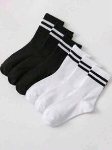 Women Crew Socks - Black and White - View 3