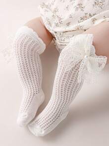 Lace Ruffle Princess Mesh Breathable Socks New Transfer Socks Pearl Socks Children Ankle Long Sock Summer Baby Girls Kids Toddler For 0-3Years - Beige - View 2