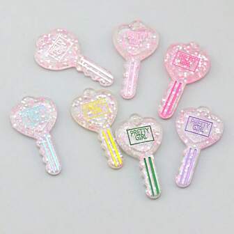 10 Pieces Of Transparent Sequin Heart-Shaped Letter Key Resin Pendants, Suitable For DIY Necklaces, Bracelets, Earrings, Keychain Jewelry Making Supplies.