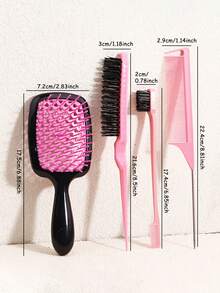 4pcs Hair Comb Set - Hollow Dry Wet Comb, Side Split Comb, Knotting Comb, Small Toothed Comb, Suitable For All Hair Qualities, Salon Grade Tool