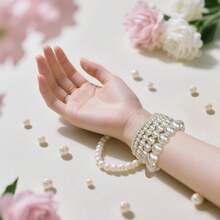 1 Set Fashion Faux Pearl Jewelry Making Kit, 5 Sizes ABS Round Faux Pearl Beads With Holes For Bracelet, Necklace, DIY Crafts, Wedding, Home Decor, Elegant Party Gifts