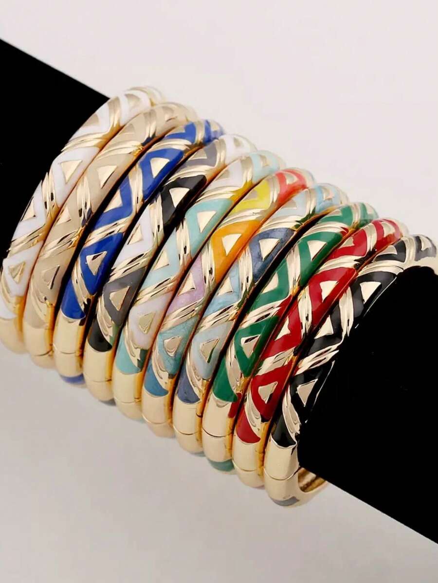 1 pieza Brazalete estilo vintage chapado en oro con esmalte, brazalete dorado, accesorio de joyería para mujeres y niñas, adecuado para la Gala Met, festivales de música, fiestas de lujo, regalo de coleccionista de lujo