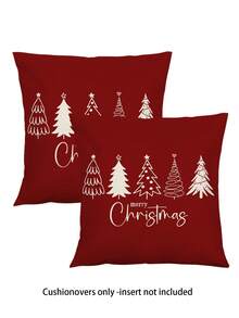 2pcs Christmas Themed Linen Blend Breathable Cushion Covers, Santa Claus, Christmas Numbers, Reindeer, Snowman, Snowflake, Christmas Decor, Merry Christmas, Christmas Decorations, Christmas Gifts, Hypoallergenic Polyester, Hidden Zipper, No Filling, For Home Decor, Living Room, Throw Pillow Cases, Pillow Covers, Cushions, Sofa Decorative Pillows, Sofa Covers, Home Decor, Soft Pads