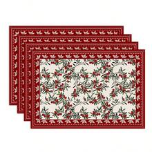 1/4/6 buc Covorașe de Crăciun, Covorașe cu imprimeu floral și plante în carouri, Covorașe de masă decorative antiderapante și termoizolante, Covorașe de masă pentru decorațiuni de petreceri, restaurante, bucătărie, Covorașe rafinate pentru cadouri de Crăciun