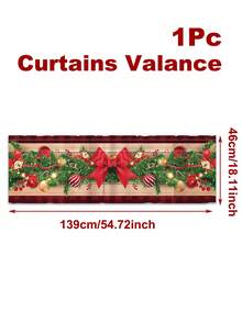 1 pièce Cantonnière de rideau de Noël, rideau court de Joyeux Noël avec cloche de Noël, bonhomme de neige, sapin de Noël et style de vigne à fleurs rouges, rideau de demi-fenêtre, rideau de cuisine de Noël, décoration de fête de Noël, fournitures de fête de Noël, décoration de Noël, décorations de Noël pour la maison, décoration de chambre de Noël, décoration de fenêtre de cuisine, cadeaux de Noël, décorations d'hiver, décoration de salon, décoration de bureau
