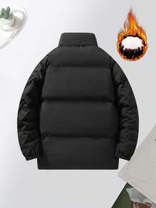 Women's Warm Lined Stand Collar Winter Jacket With Pockets, Zipper Design, Comfortable And Warm, Suitable For Daily Wear, Work, Travel, Running, Casual, Office, Fitness And Outdoor Activities - Black - View 6