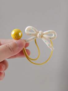 4pcs/Set Girls Candy Color High Ponytail Double Bowknot Ball Elastic Hair Ties, Simple & Gentle, Suitable For Daily Use - Multicolor - View 7