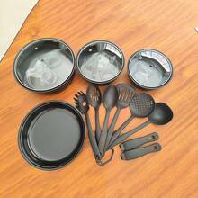 Juego de 13 piezas de utensilios de cocina antiadherentes con tapas, ollas, sartenes, espátula, cacerola, sartén, revestimiento de mármol