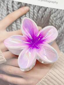 6pcs/1pc Multi-Functional Egg-Shaped Floral Hair Claw Clips, Hair Accessories, Headpieces, Tropical Print, Boho Style, Casual, Party, Streetwear, ABS Plastic Hair Claws, Hair Clips, Suitable For All Seasons, Can Securely Fix Buns, Firmly Hold Hair, Suitable For Women & Girls Daily Use, Festivals, Parties, Gifts, Non-Slip, Suitable For Thick & Thin Hair Flower Hair Clip Summer - Multicolor - View 8